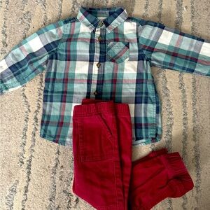 Boys button up and bottom set